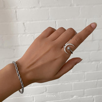 Bague lune et étoile | Argent sterling 