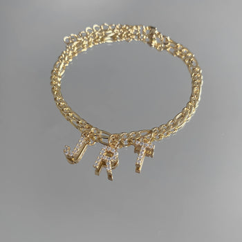 Custom ICY Letter Anklet | 1-5 Letters, 3 / Gold (18k plated) / Cuban | PRYA