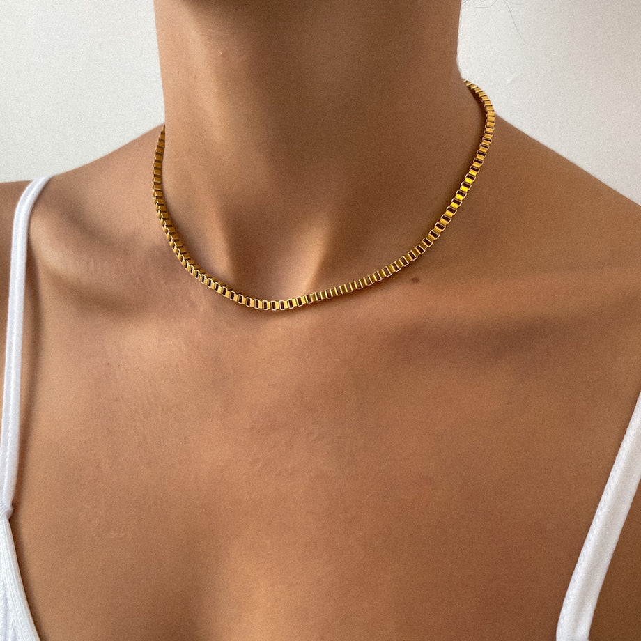 Box Chain Necklace | Gold, 3mm / 35cm | PRYA