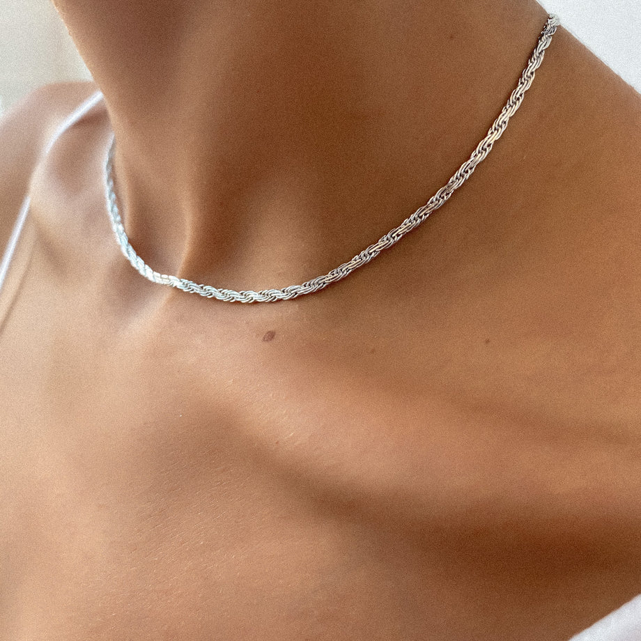 Flat Rope Link Chain | Silver