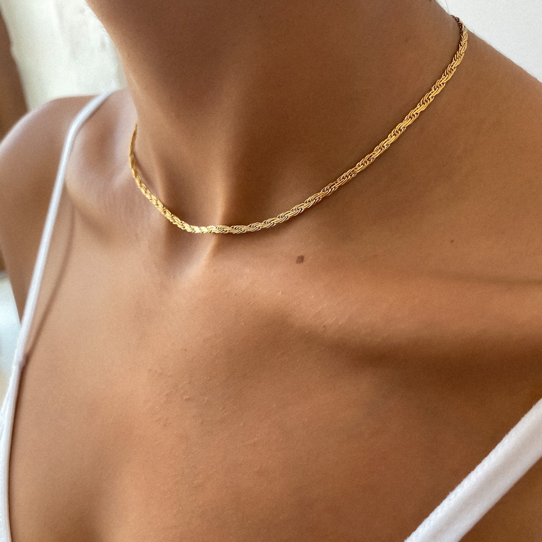 Flat Rope Link Chain | Gold