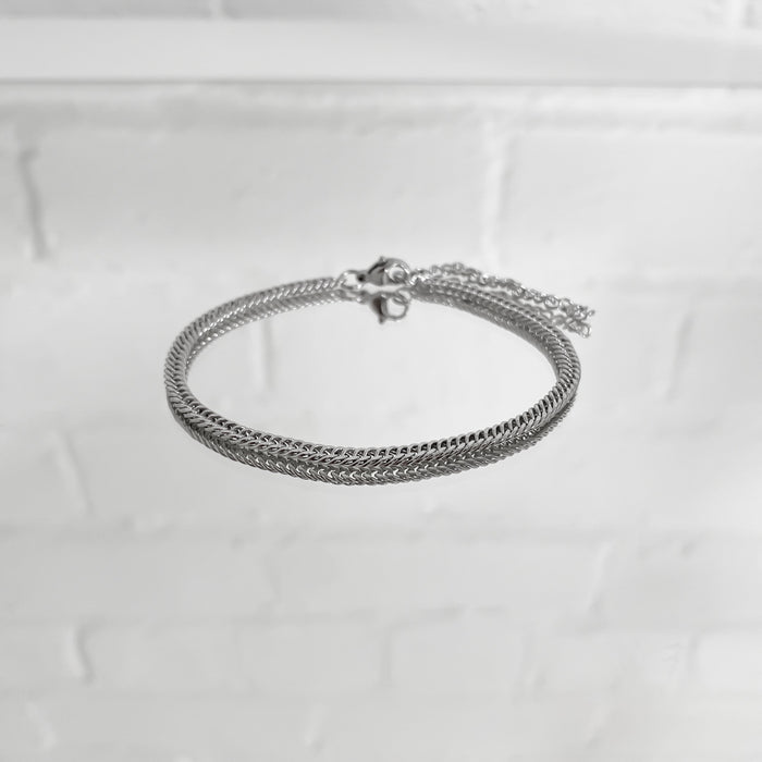 Double Link Curb Anklet | Silver, 3mm / 17cm | PRYA