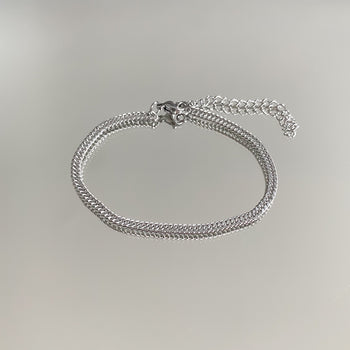 Double Link Curb Anklet | Silver | PRYA