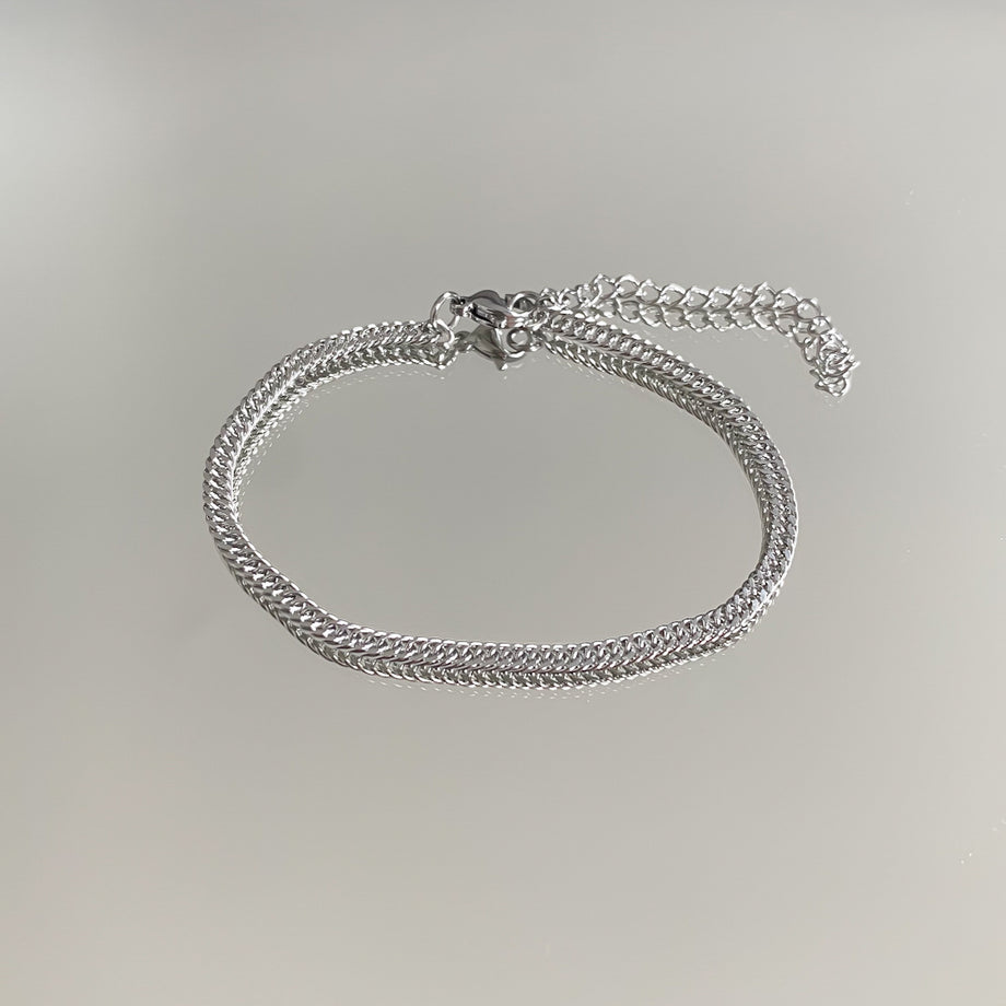 Double Link Curb Anklet | Silver | PRYA