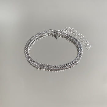 Double Link Curb Anklet | Silver | PRYA