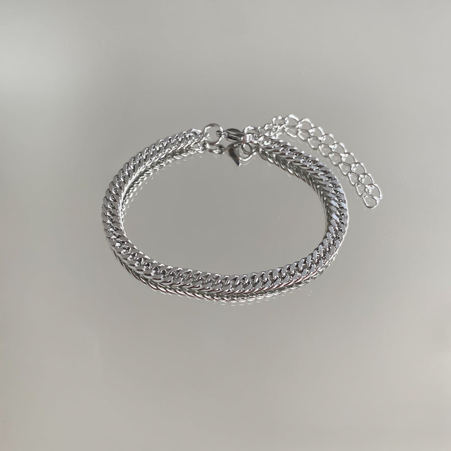 Double Link Curb Anklet | Silver | PRYA