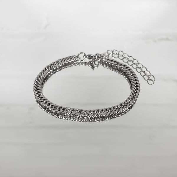 Double Link Curb Anklet | Silver, 4mm / 17cm | PRYA