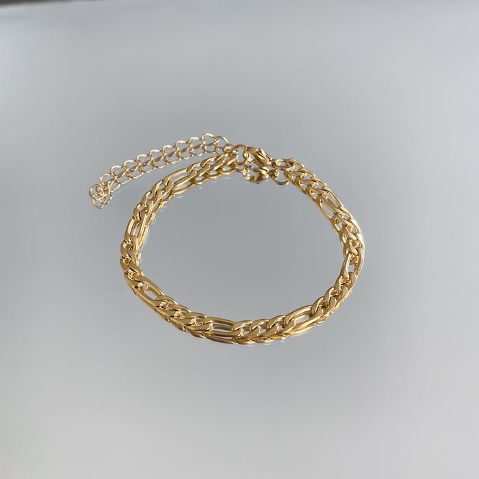 Figaro Chain Anklet Gold, 4.5mm | PRYA