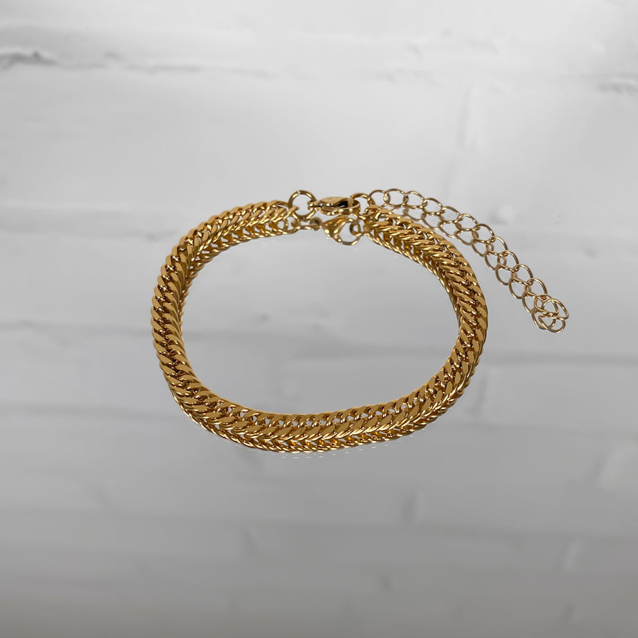 Double Link Curb Anklet | Gold | PRYA