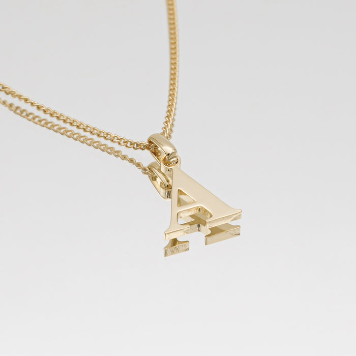 Roman Capital Initial Letter A Necklace in Gold | PRYA 