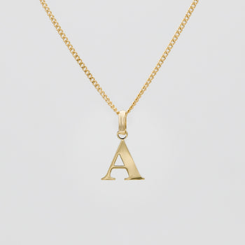 Roman Capital Initial Letter A Necklace in Gold | PRYA 