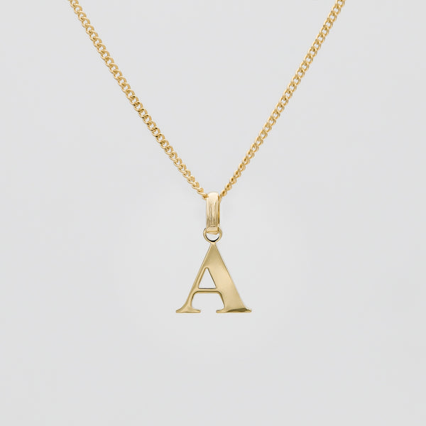 Roman Capital Initial Letter A Necklace in Gold | PRYA 