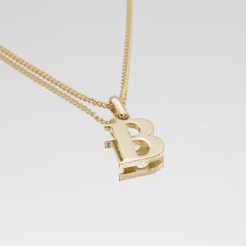 Roman Capital Initial Letter B Necklace in Gold | PRYA 