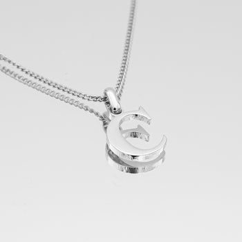 Roman Capital Initial Letter C Necklace in Silver | PRYA 