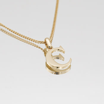 Roman Capital Initial Letter C Necklace in Gold | PRYA 