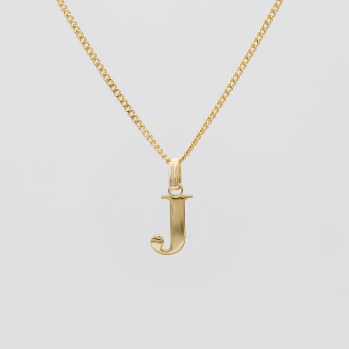 Roman Capital Initial Letter J Necklace in Gold | PRYA 