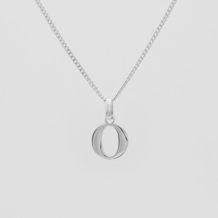 Roman Capital Initial Letter O Necklace in Silver | PRYA 