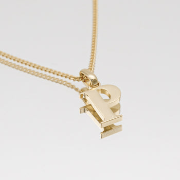 Roman Capital Initial Letter P Necklace in Gold | PRYA 