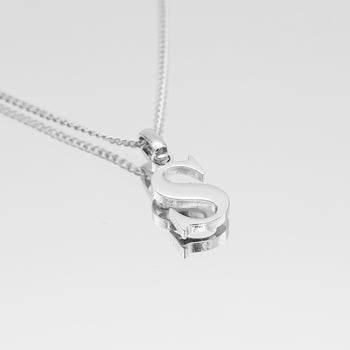 Roman Capital Initial Letter S Necklace in Silver | PRYA 