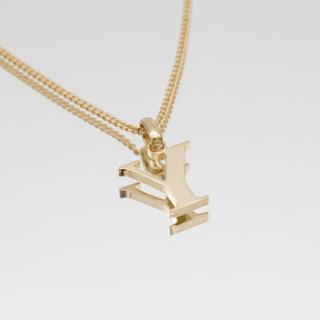 Roman Capital Initial Letter Y Necklace in Gold | PRYA 