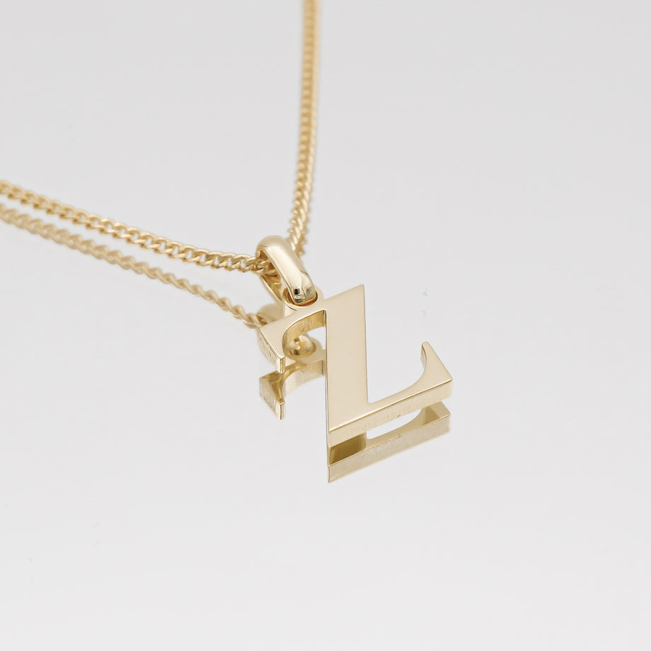 Roman Capital Initial Letter Z Necklace in Gold | PRYA 