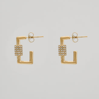 Kenza Square Earrings - half hoop earrings