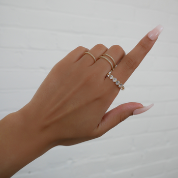 Model wearing Gold pave CZ Macie ring