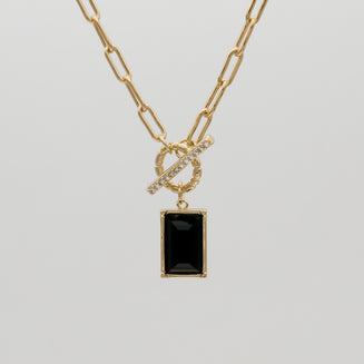 Kyra Onyx T-Bar Necklace by PRYA UK