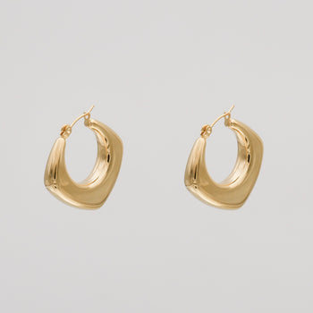 Laina gold hoop Earrings with squared edging