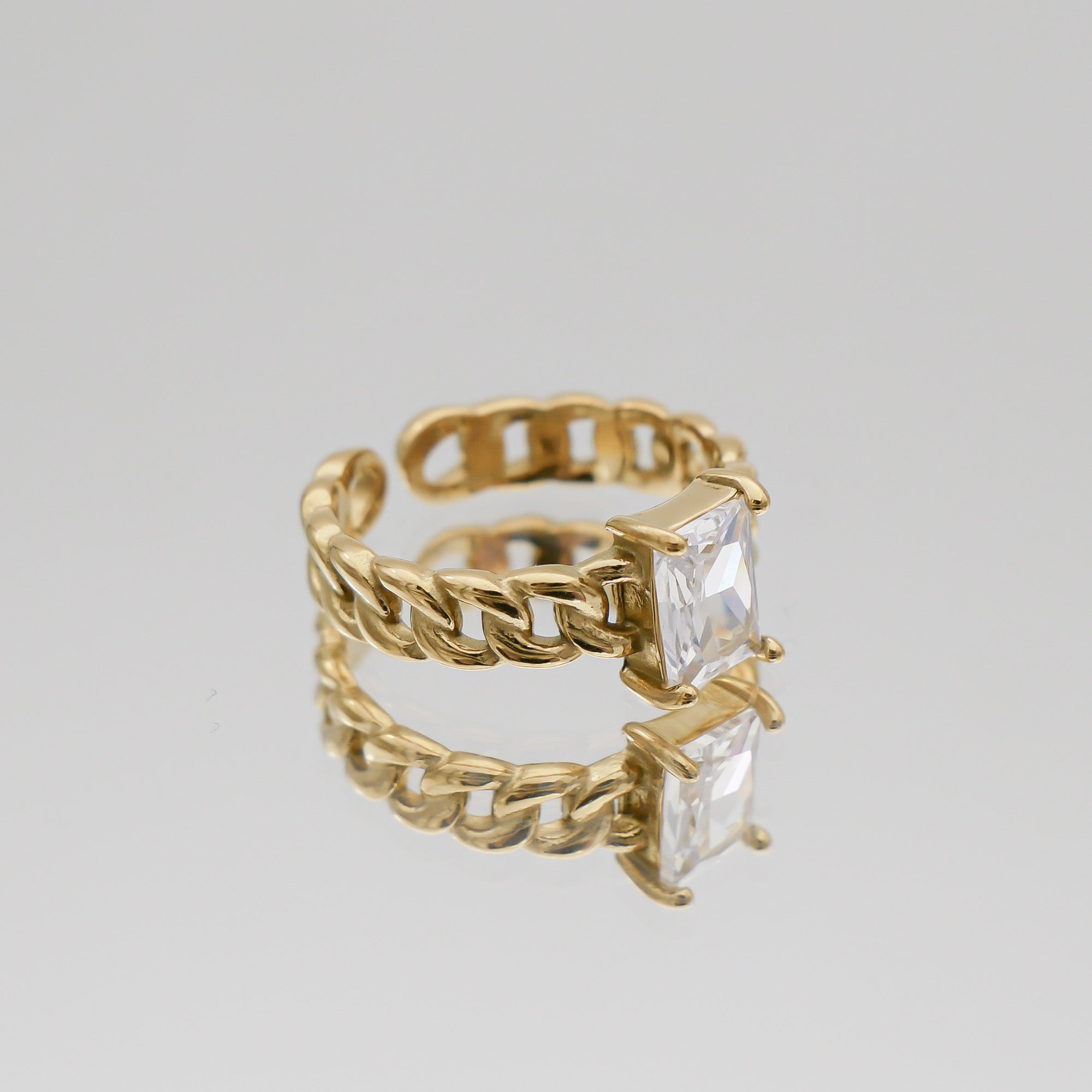 Laria Cuban Ring in clear cubic zirconia