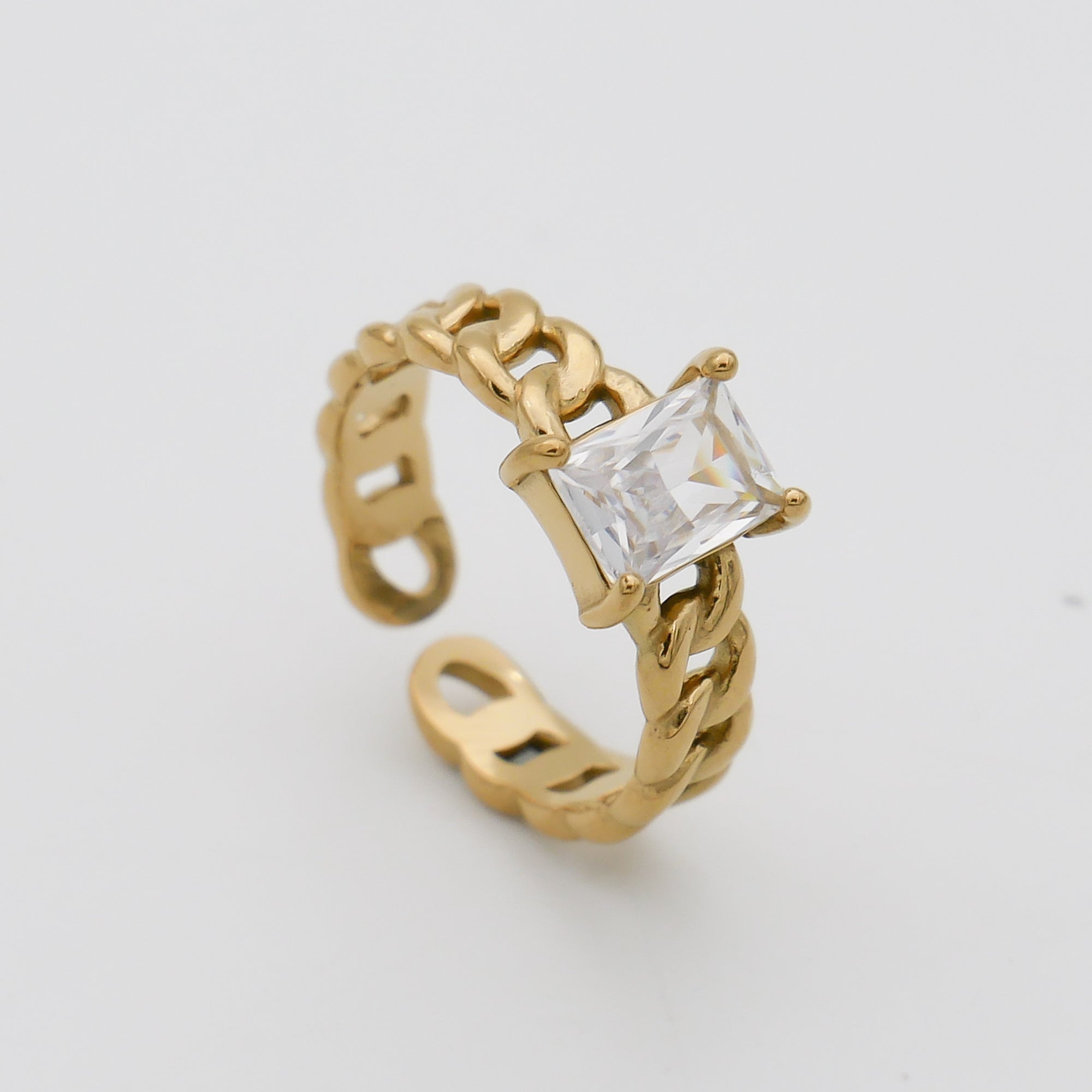 Laria Cuban Ring with clear cz gems