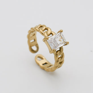 Laria Cuban Ring with clear cz gems