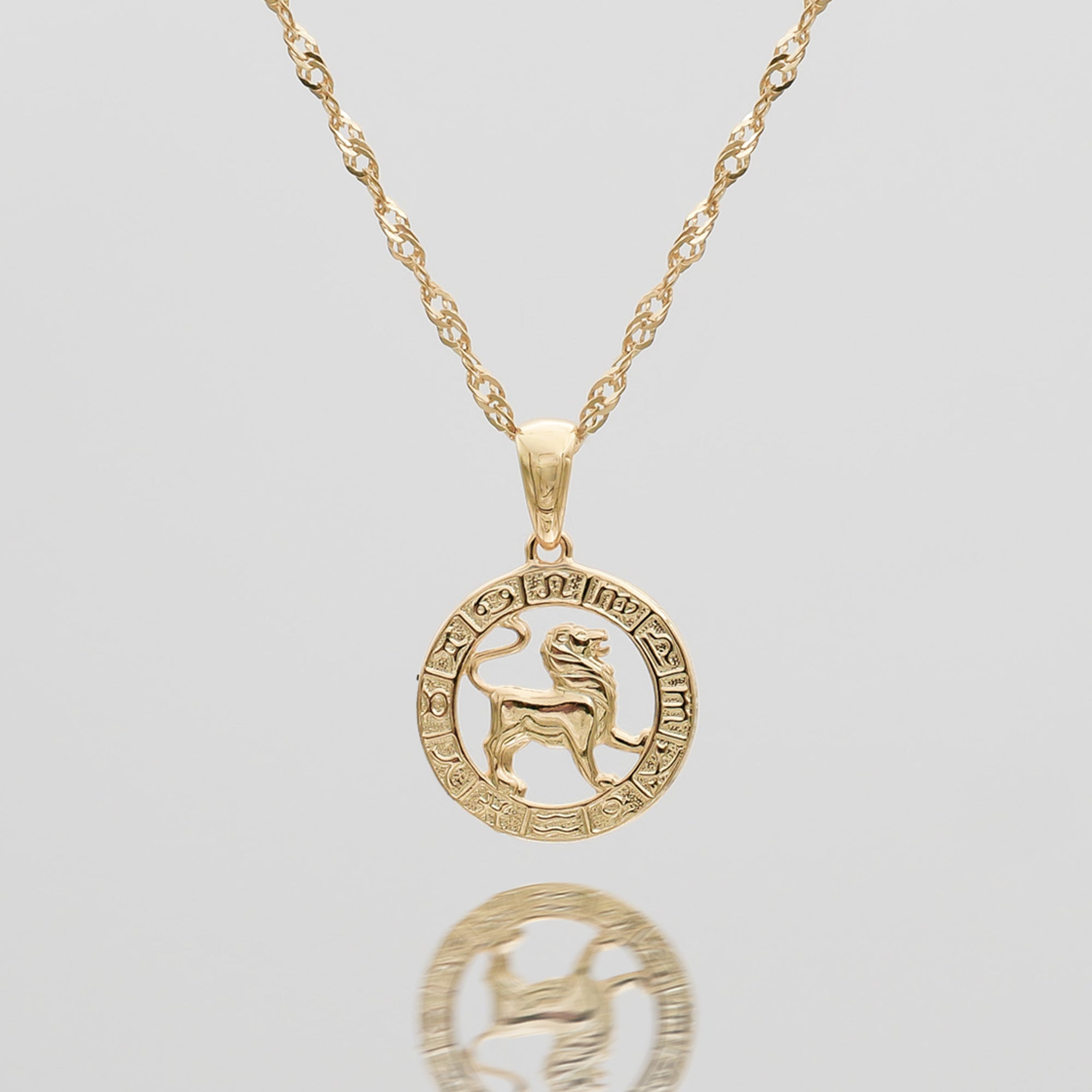 Gold Leo Zodiac Pendant Necklace by PRYA