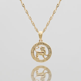 Gold Leo Zodiac Pendant Necklace by PRYA