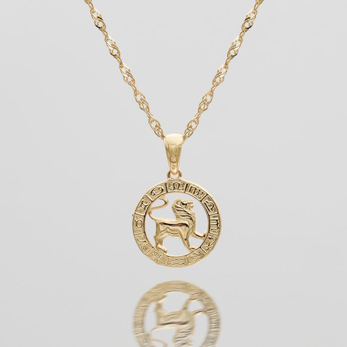 Gold Leo Zodiac Pendant Necklace by PRYA