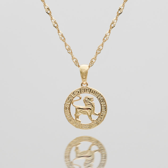 Gold Leo Zodiac Pendant Necklace by PRYA