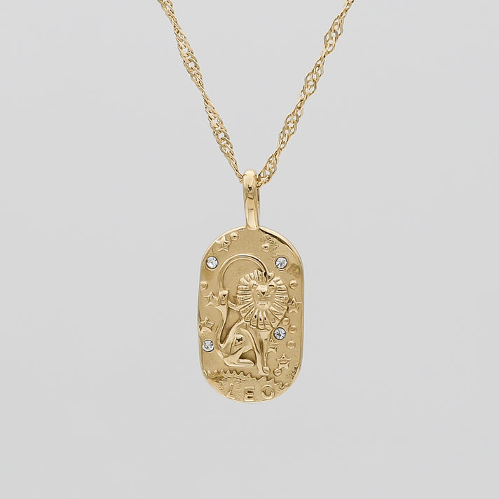 Leo Zodiac Tarot Card Necklace 
