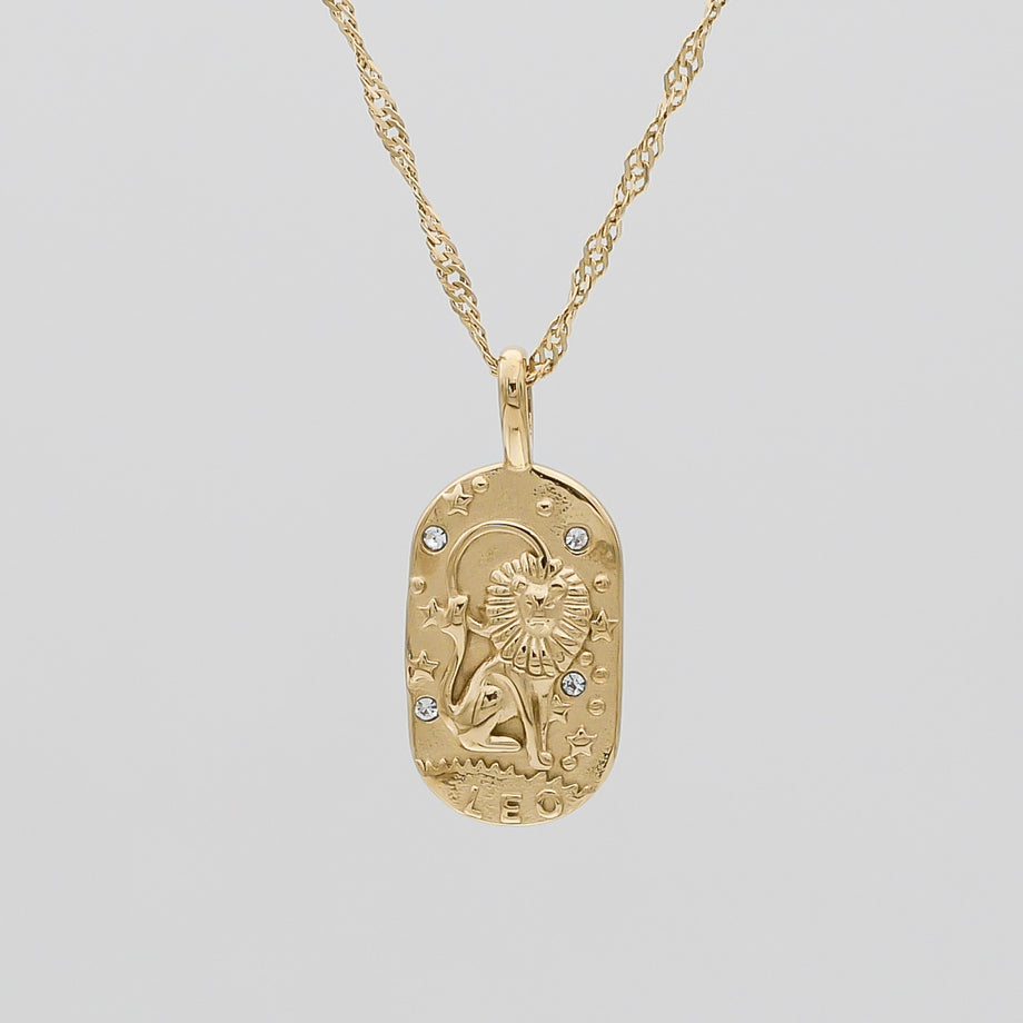 Leo Zodiac Tarot Card Necklace 