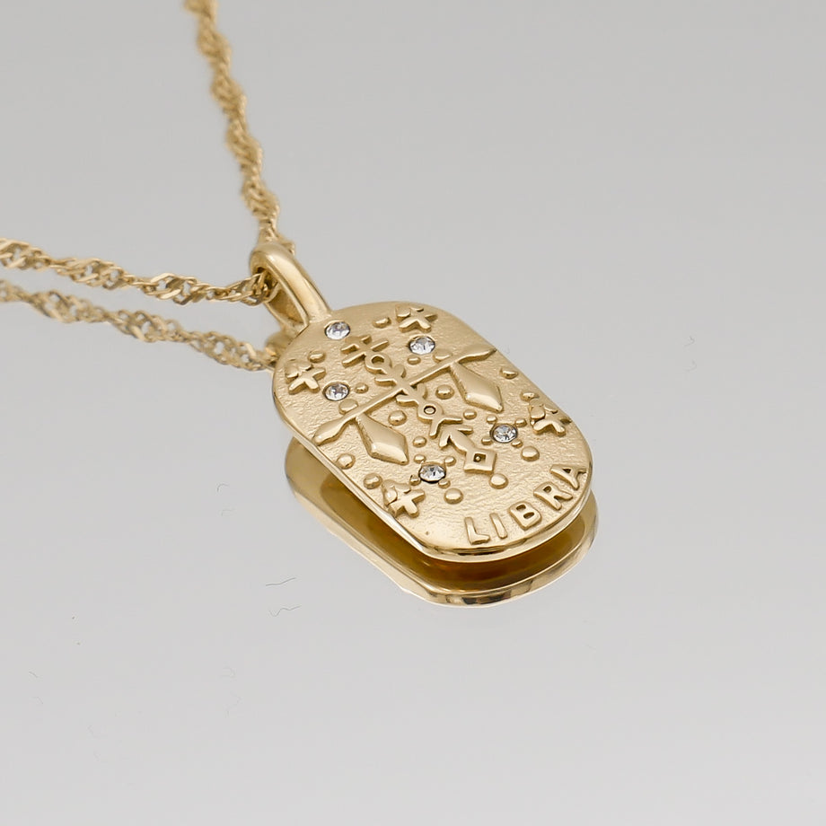 Libra Zodiac Tarot Card Necklace 