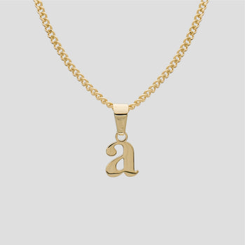 Gold Lowercase initial Necklace letter A pendant | PRYA