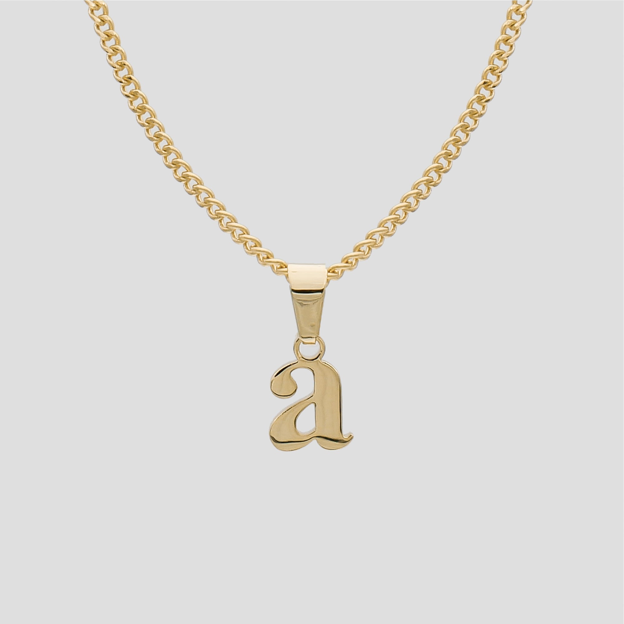 Gold Cursive Lowercase Initial Pendant Necklace - C | Icing US