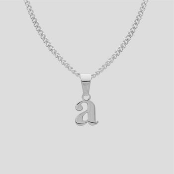 Silver Lowercase initial Necklace letter A pendant | PRYA