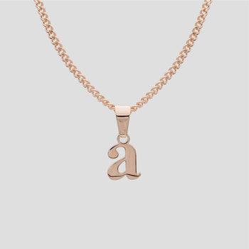 Rose Gold Lowercase initial Necklace letter A pendant | PRYA