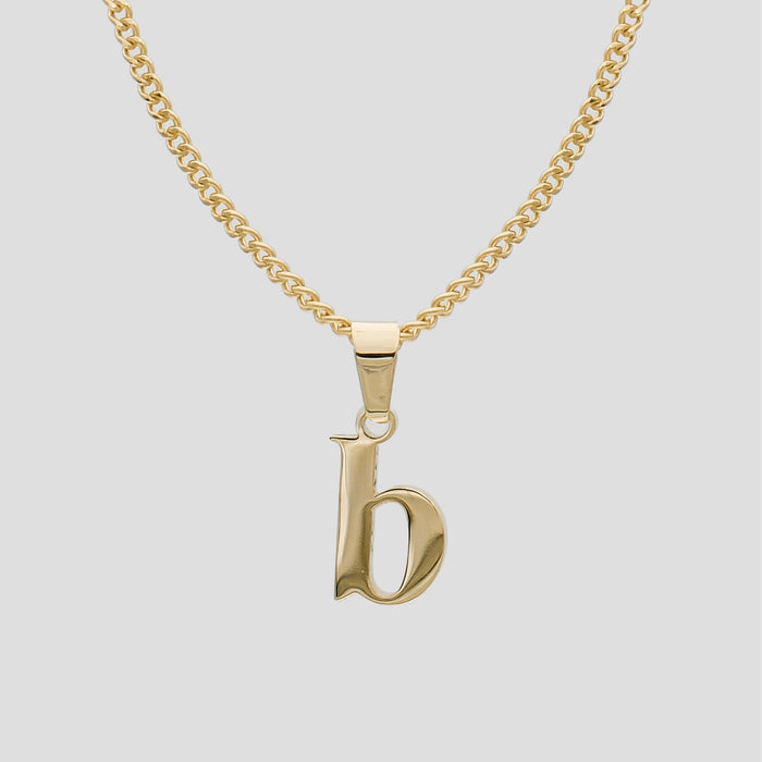 Gold Lowercase initial Necklace letter B pendant | PRYA