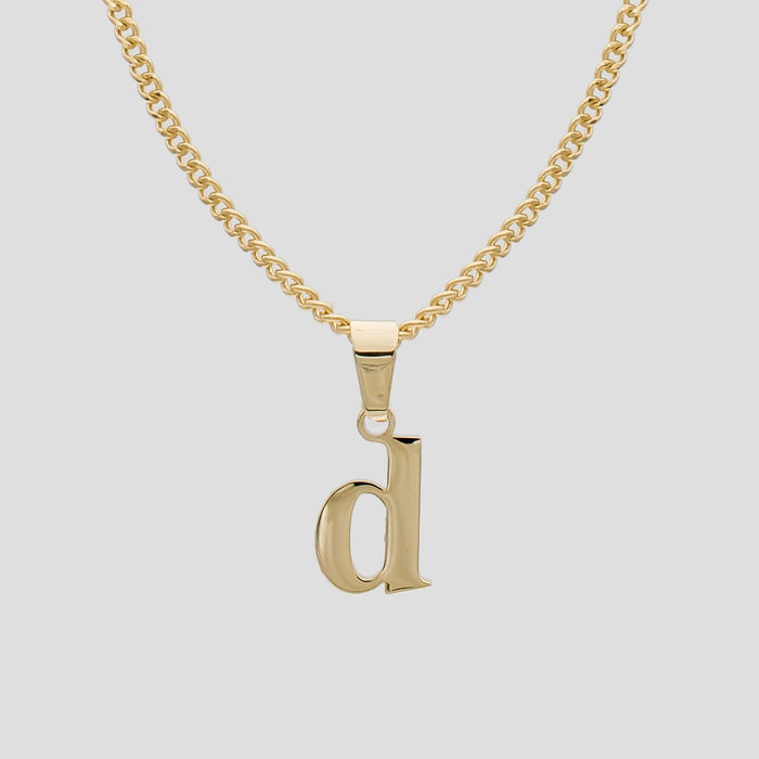 Gold Lowercase initial Necklace letter D pendant | PRYA