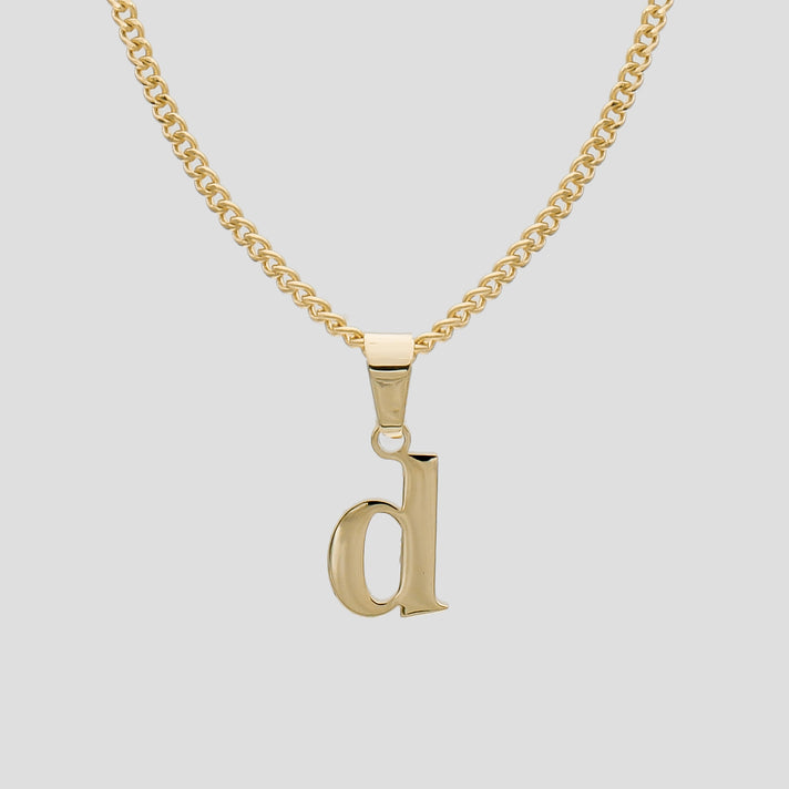 Gold Lowercase initial Necklace letter D pendant | PRYA