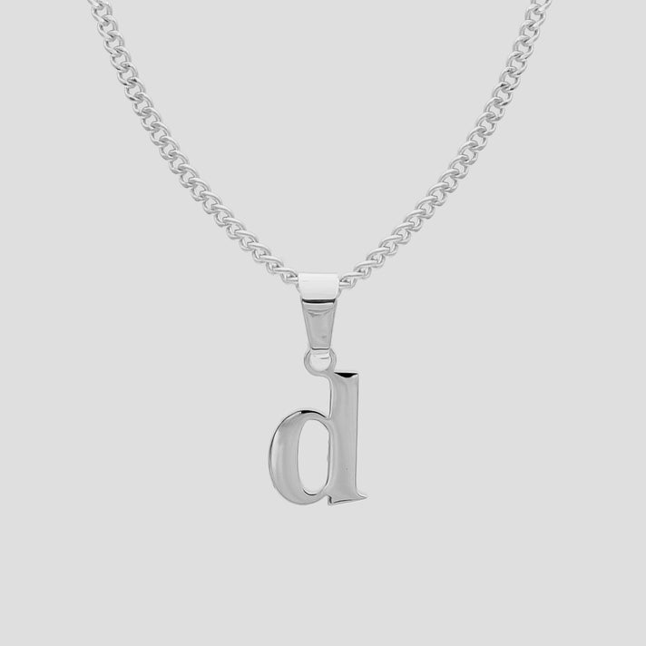 Silver Lowercase initial Necklace letter D pendant | PRYA