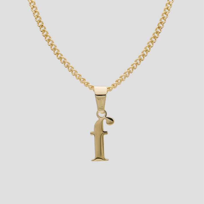 Gold Lowercase initial Necklace letter F pendant | PRYA