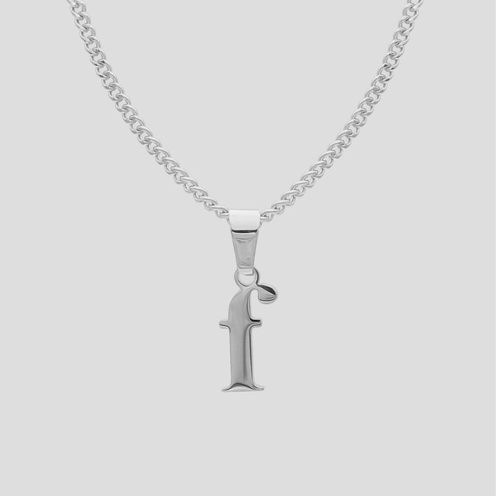 Silver Lowercase initial Necklace letter F pendant | PRYA
