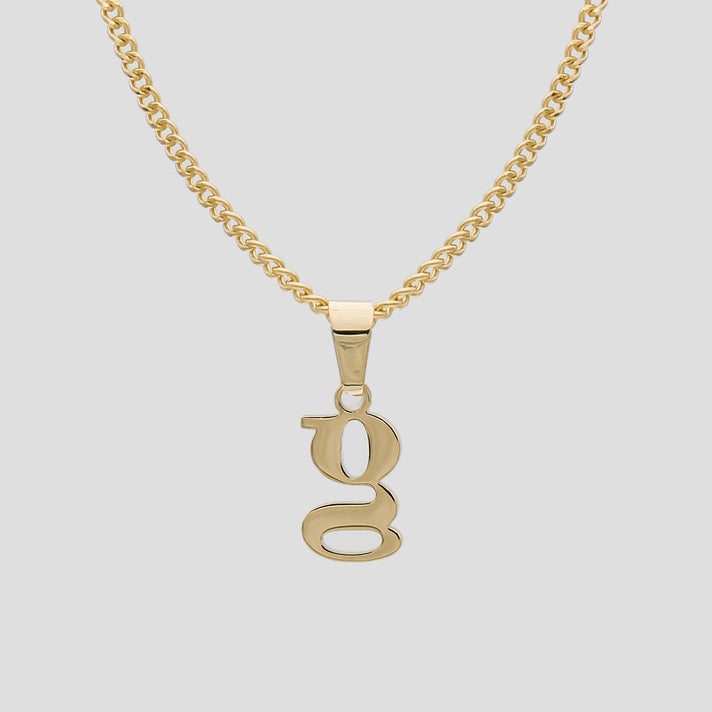 Gold Lowercase initial Necklace letter G pendant | PRYA